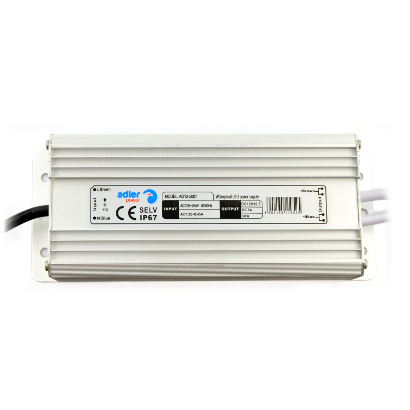 Power supply Adler AD12-5001 for LED strip - 12V / 5A / 60W -