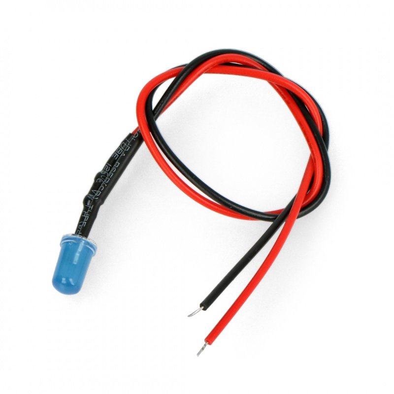 5mm 12V LED with resistor and wire - blue - 5pcs.