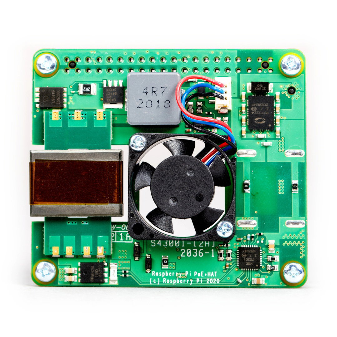 Raspberry Pi PoE+ HAT - Power over Ethernet for Raspberry Pi 4B/3B+ - SC1022