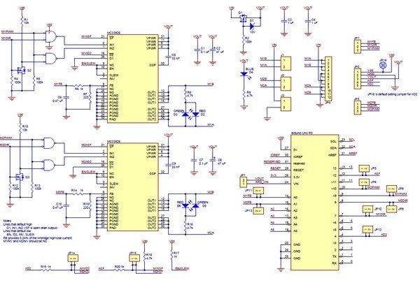 Schemat sterownika silników - MC33926, shield dla Arduino