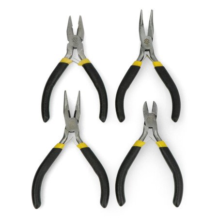 Pliers Set 4 Tools with Case. Flat Nose, Cutter, Round and Semi-Round Flat  Nose.