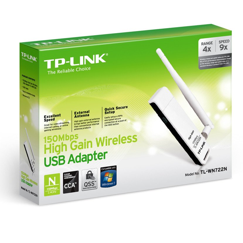 TP-LINK TL-WN722N 150 Mbps High Gain Wireless USB Adapter White V2 Version 