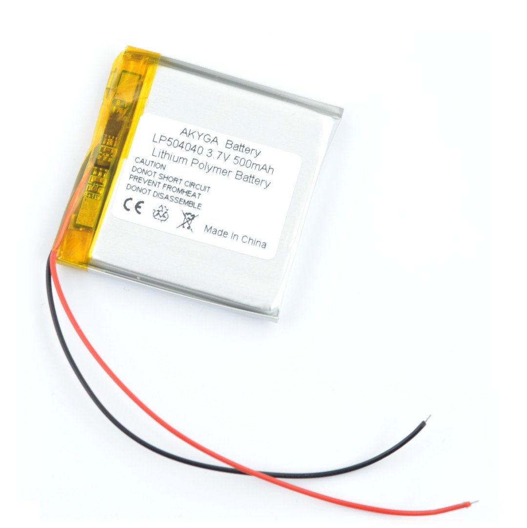 Akumulator Li-Pol Akyga 750 mAh 1S 3,7 V - przewody 100 mm - 40 x 40 x 5 mm