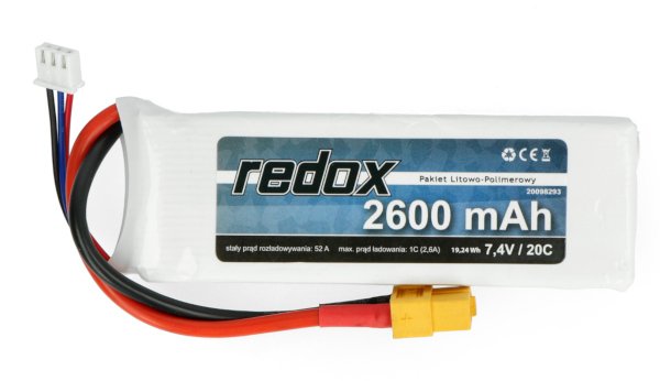 Pakiet Li-Pol Redox 2600 mAh 7,4V 20C.