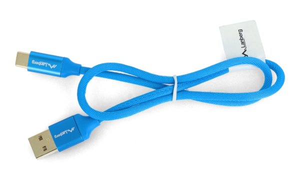 Przewód Lanberg USB Typ A-C 2.0 niebieski premium QC 3.0 - 0,5m