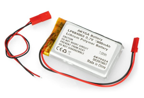 Akumulator Li-Pol Akyga 1900mAh 1S 3,7V - złącze JST-BEC + gniazdo