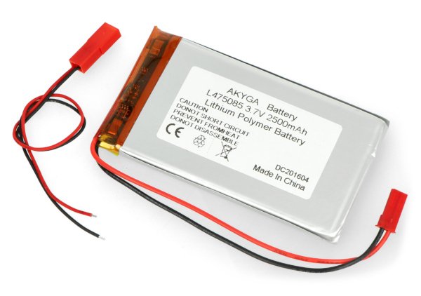 Akumulator Li-Pol Akyga 2500mAh 1S 3,7V - złącze JST-BEC + gniazdo - 85x50x4,7mm