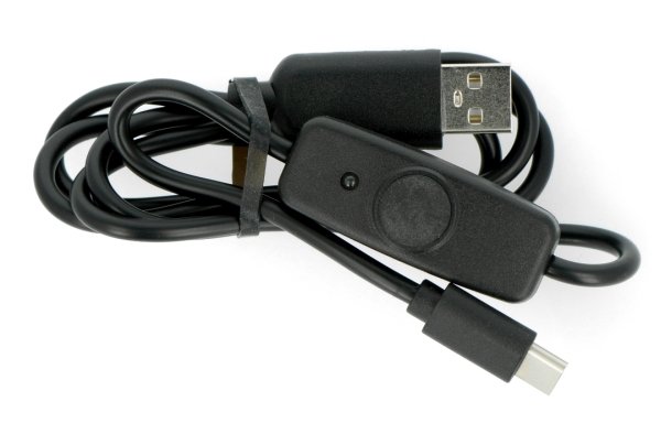 Przewód USB A - USB C z włącznikiem On/Off czarny - 0,9m
