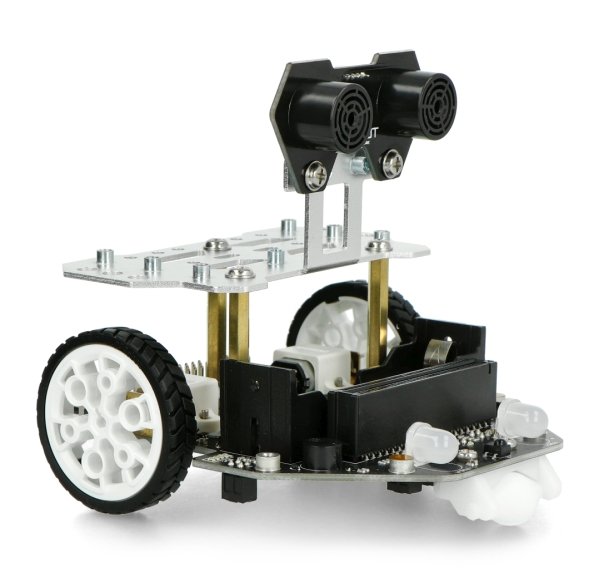 Robot edukacyjny micro:Maqueen Plus. Robot nie jest zawartością zestawu, można go kupić osobno w naszym sklepie.