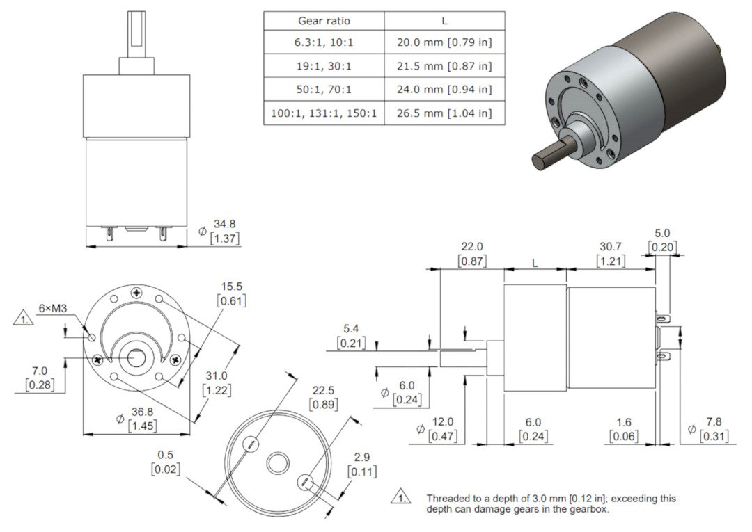 Pololu - 12V High-Power (HP) 25D mm Gearmotors