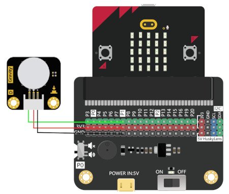 An example of connecting a Gravity - LED Button with a micro: bit board from the BBC.