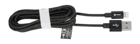 Natec USB A - Lightning cable for iPhone / iPad / iPod (MFI) - black, textile braid - 1.5m