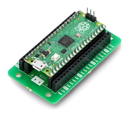 Kitronik pins expander with connected Raspberry Pi Pico board