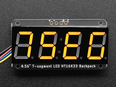 0.56'' 4-digit display - 7-segment Backpack - I2C - yellow - STEMMA QT/Qwiic - Adafruit 5601.