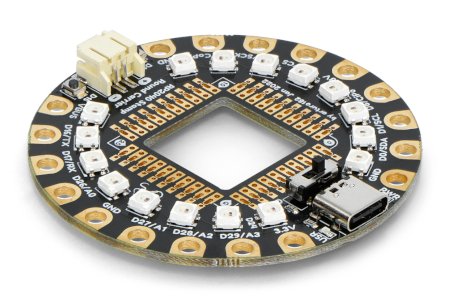 RP2040 Stamp Round Carrier - board with RP2040 microcontroller - 16x Neopixels diodes - PiMoroni SP027.