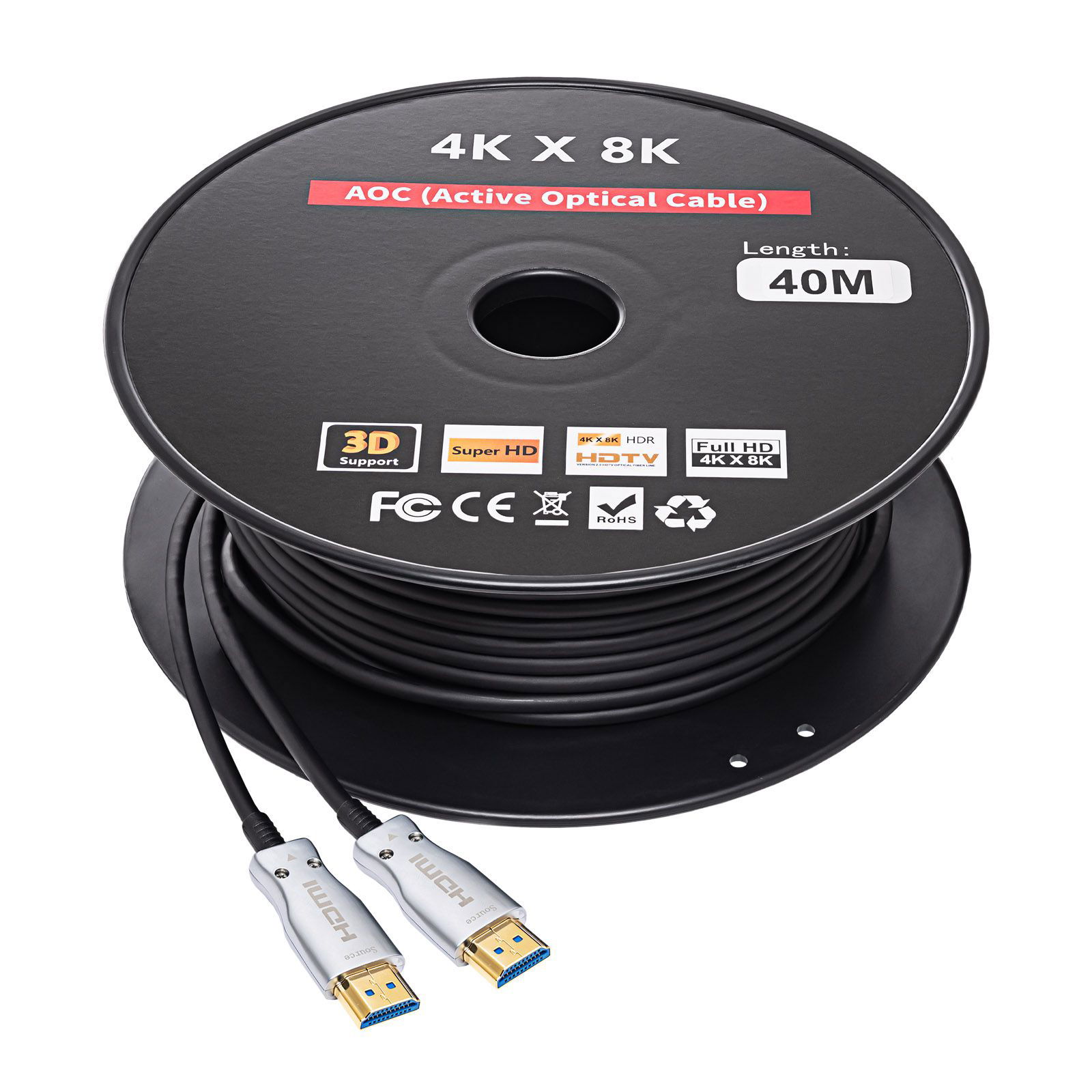 Akyga 8K optical AOC 48Gb/s HDMI cable - 40m - black - AK-HD-400L