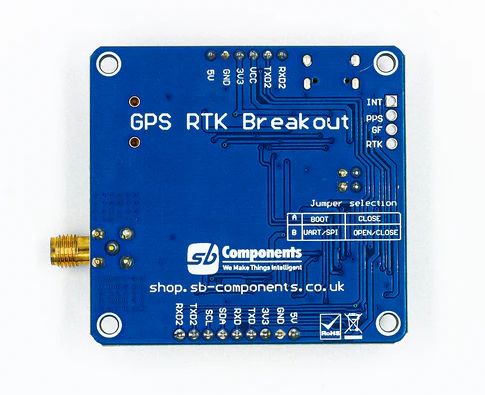 GPS-RTK HAT module with GNSS ZED-F9P system - overlay for Raspberry Pi - SB Components 25961