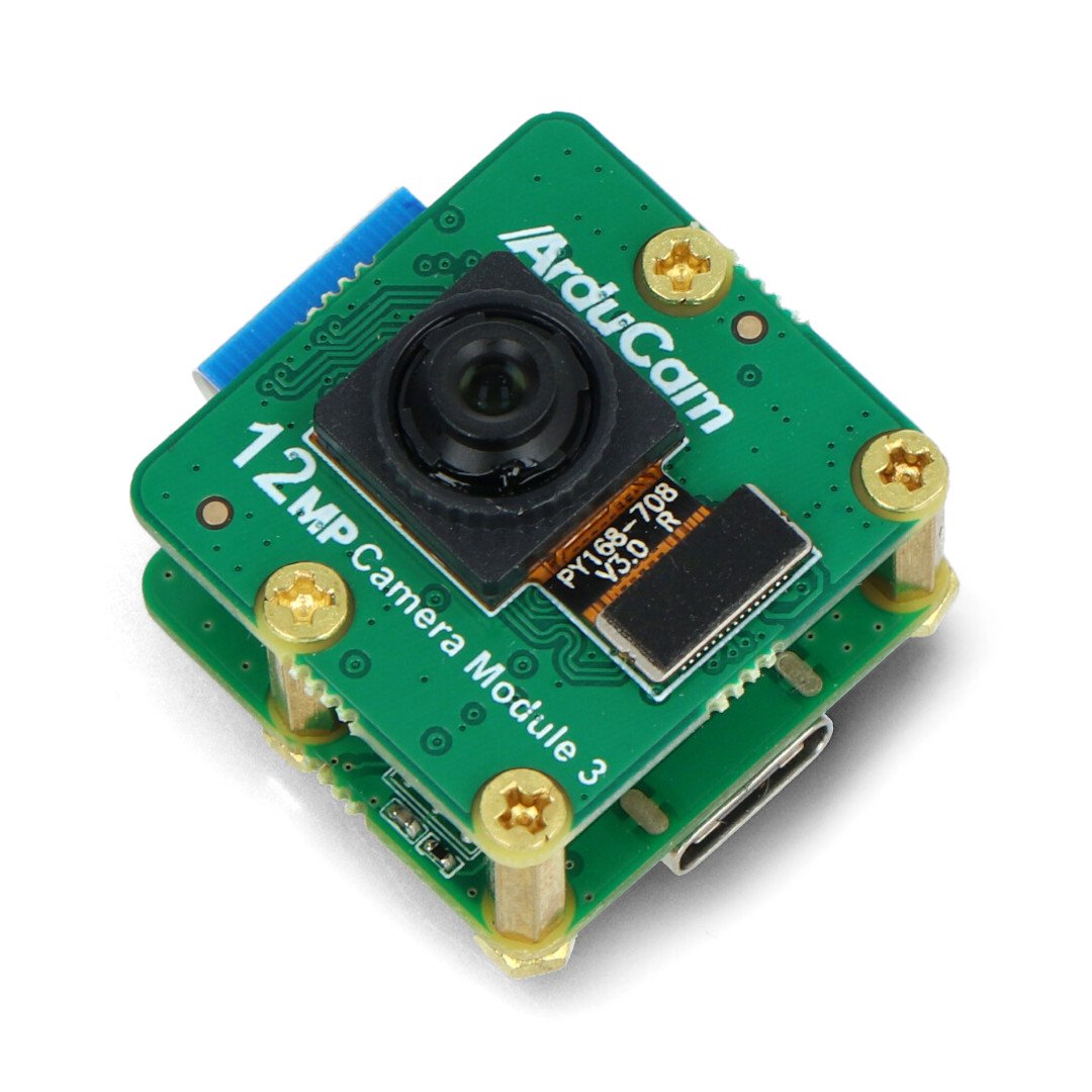 The Arducam 12 MPx IMX708 USB UVC Camera Module 3 camera lies on a white background.