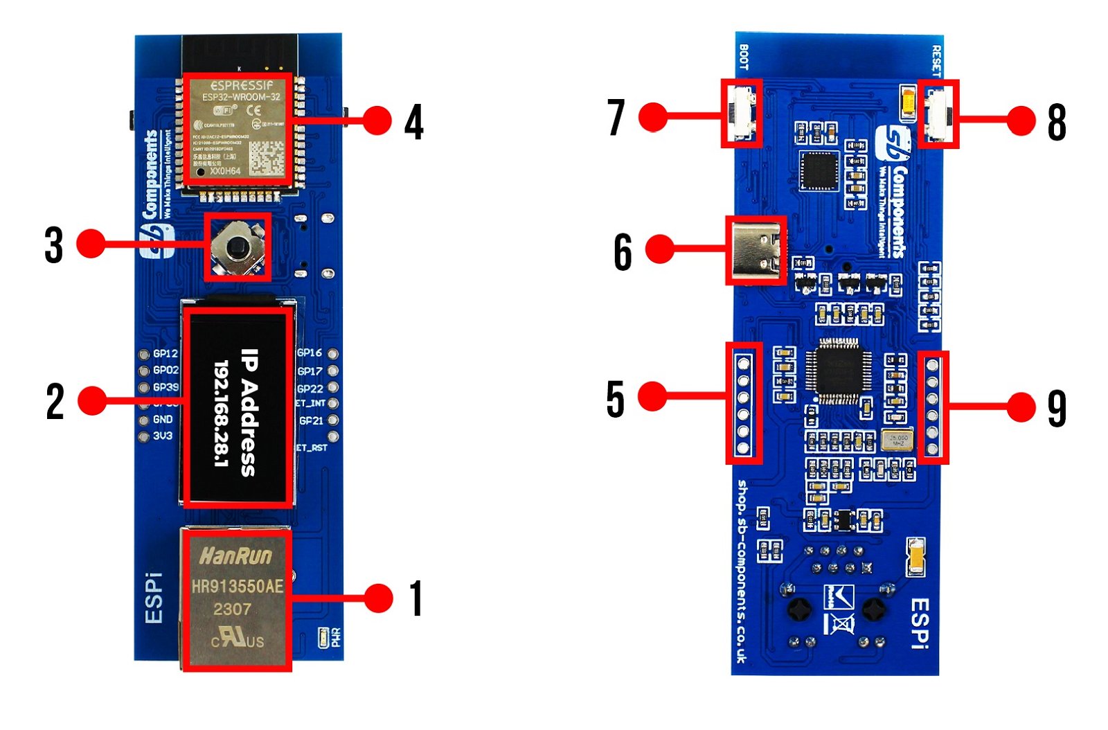 Arrangement of elements on the ESPi board