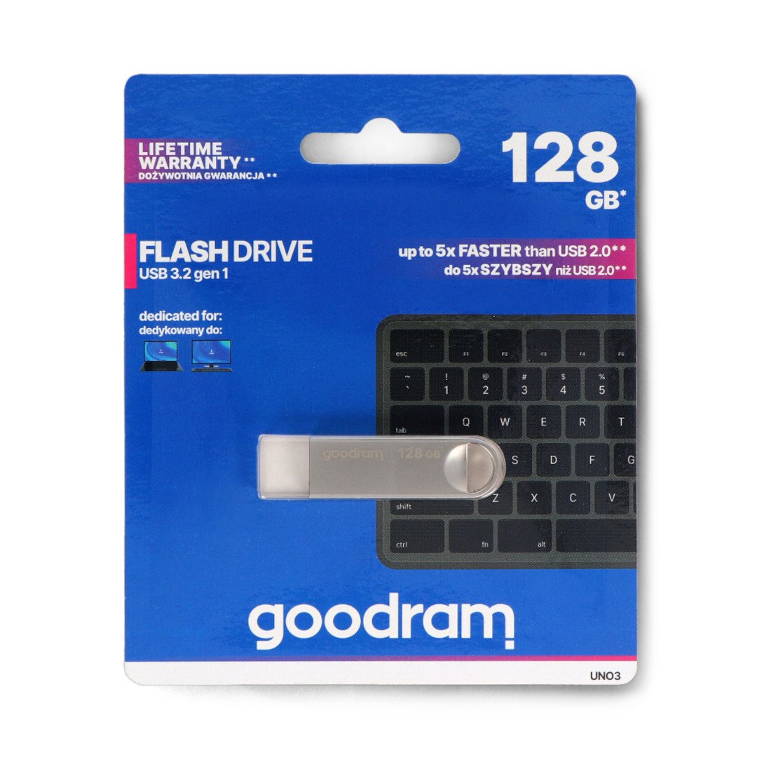 GoodRam Flash Drive - USB 3.2 gen. 1 memory stick - UNO3 silver - 128 GB