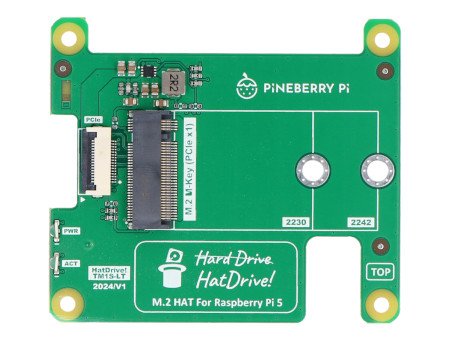 Pineberry Pi HatDrive! Top Lite - NVMe 2230, 2242 adapter for Raspberry Pi 5