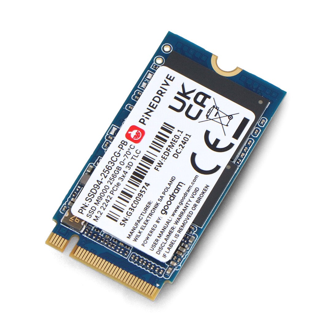 Pinedrive - NVMe M.2 2242 SSD - 256 GB - for HatDrive! Pineberry Pi