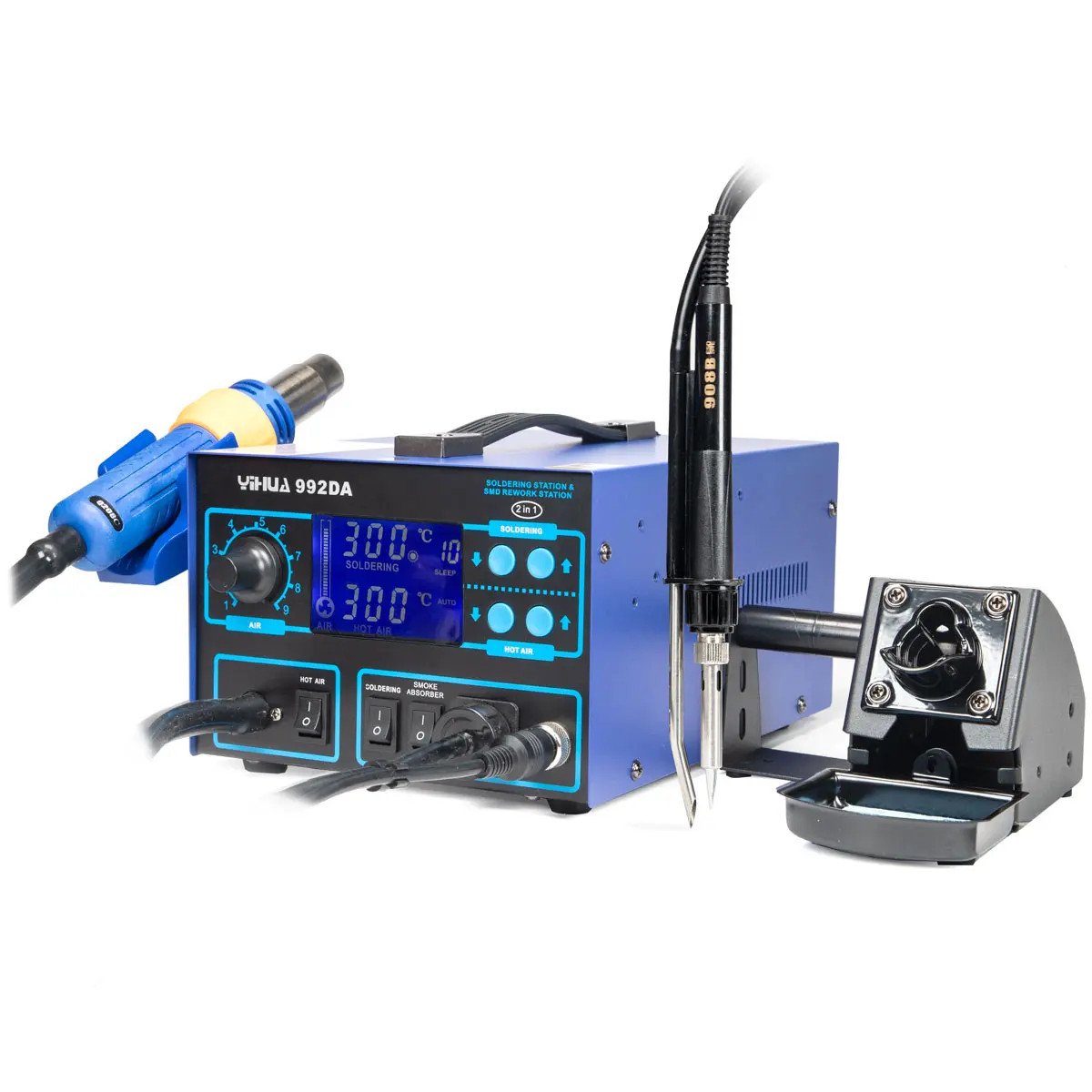 Yihua 992DA 2in1 hotair and tip soldering station with fume extractor in the flask - 720 W