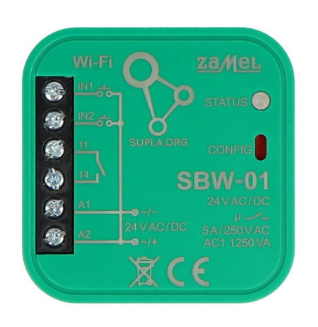 Zamel Supla SBW-01 - 1-channel bidirectional 24V WiFi gate controller - Android / iOS application