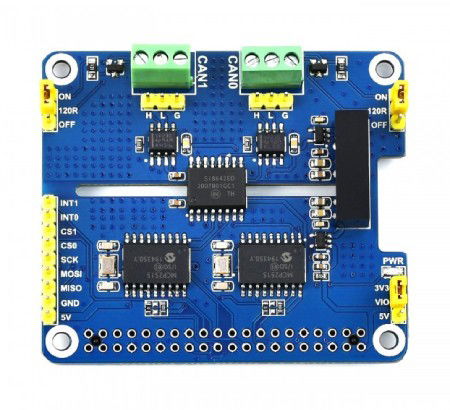 CAN Expansion HAT - 2-Channel Isolated CAN Expansion HAT for Raspberry Pi - MCP2515 + SN65HVD230 - Waveshare 17912