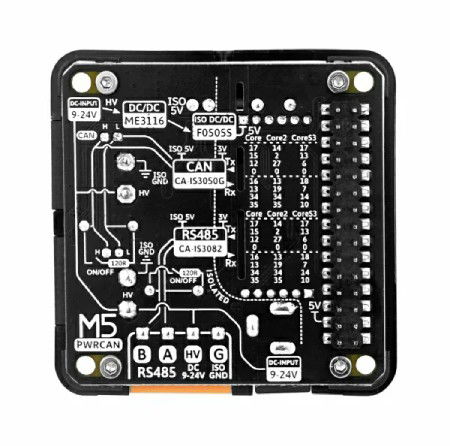 PwrCAN 13.2 Module - RS485 / CAN with isolation - 9-24V - expansion module for M5Core - M5Stack M139