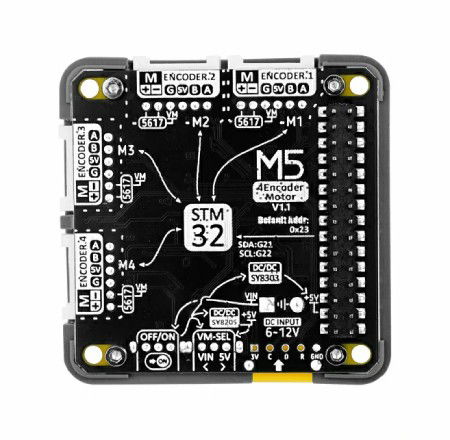 4EncoderMotor Module V1.1 - 4-channel motor driver - STM32 + BL5617 - for M5Core development modules - M5Stack M138-V11