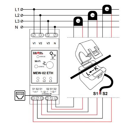 MEW-02 ETH energy meter connection diagram