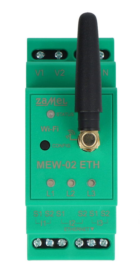 Zamel Supla MEW-02 ETH - 3F+N WiFi electricity consumption monitor - 3x SC-16 100 A transformer