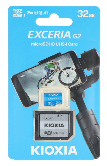 Kioxia Exceria G2 microSD 32GB 100MB/s UHS-I Class U3 V30 Memory Card with Adapter