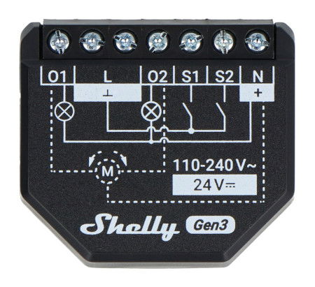 Shelly Plus 2PM Gen3 - 2-channel flush-mounted relay / roller shutter controller WiFi 230V - Android / iOS application