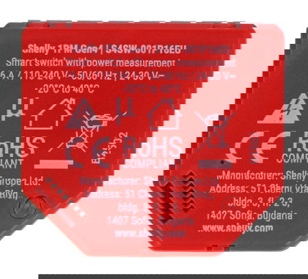 Shelly 1PM Gen4 - WiFi/Bluetooth/ZigBee/Matter 16A relay - energy measurement - Android/iOS application