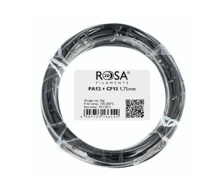Filament Rosa3D PA12 + 15CF 1.75 mm 50 g - Black