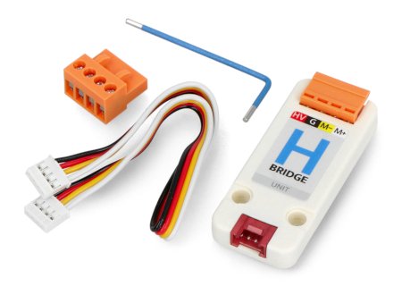 The components of the M5Stack bridge module kit lie on a white background.