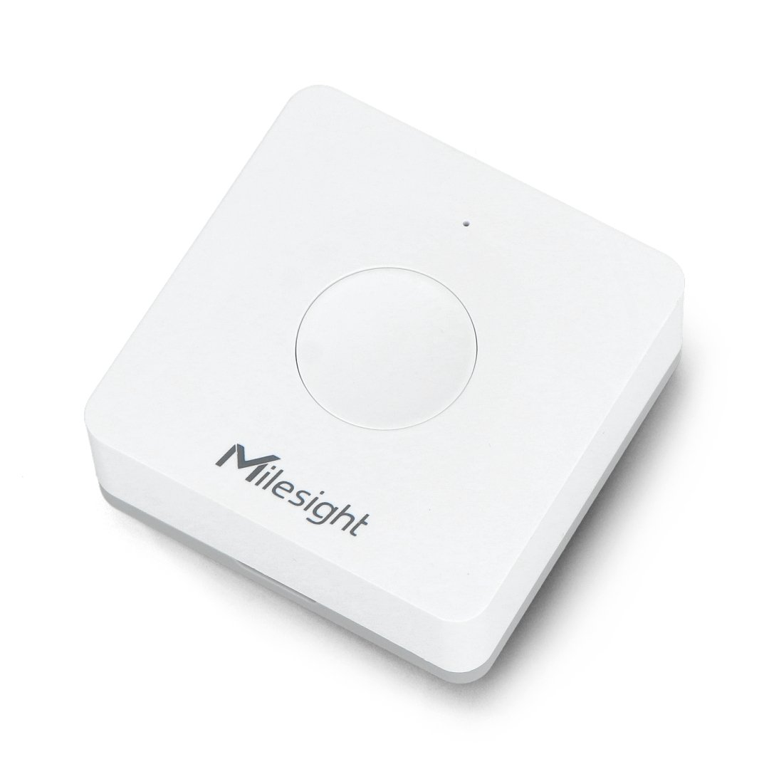A white Milesight wall switch lies on a white background.