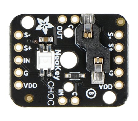 A module with a slot for a mechanical switch in black color lies on a white background.