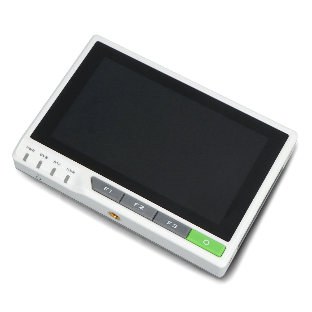 The reTerminal device with a touch screen lies on a white background.