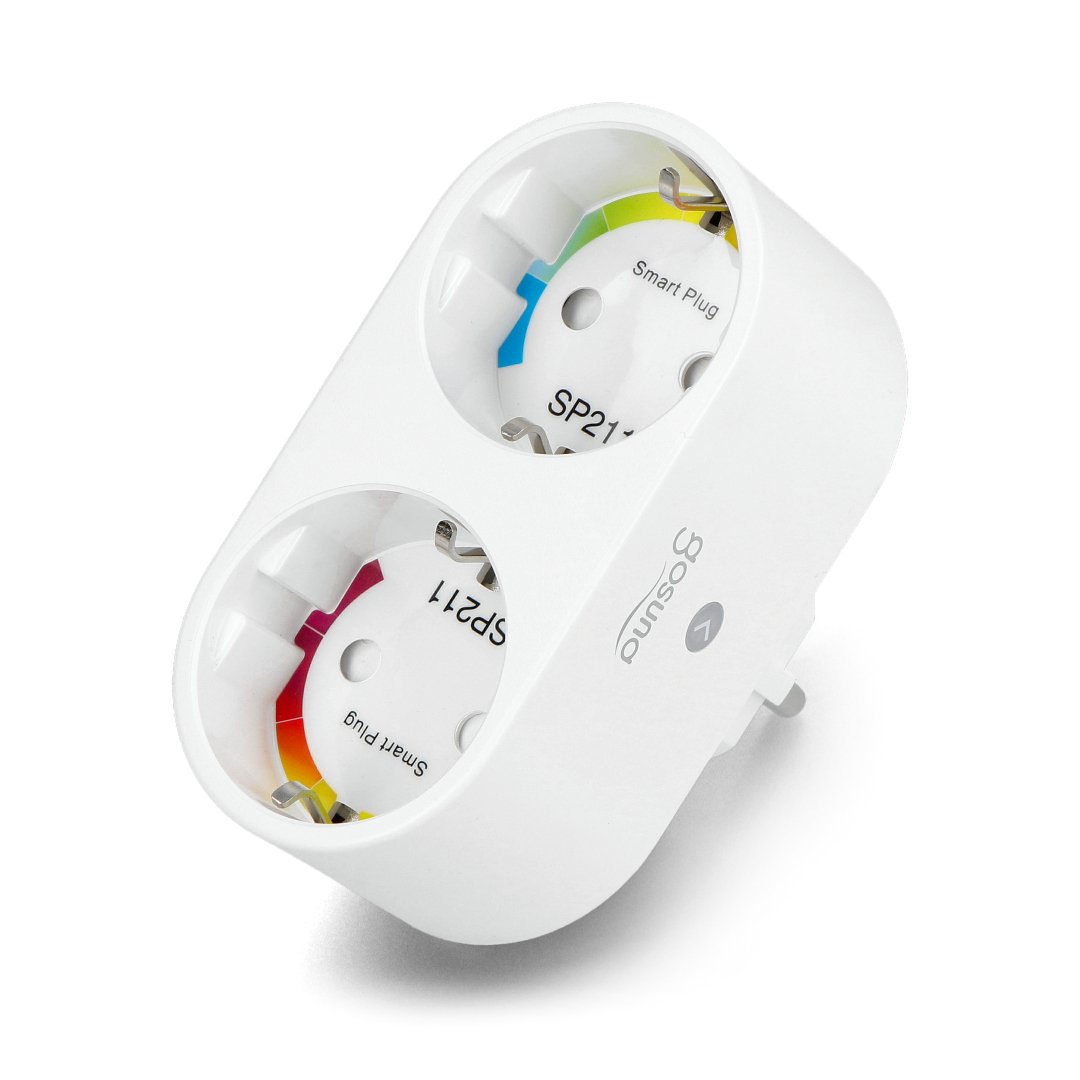 The Gosund double and smart socket lies on a white background.