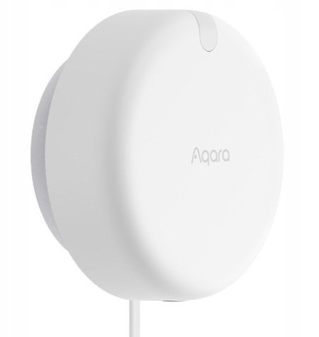 The white and round sensor stands on a white background.