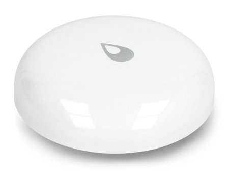 The white and round sensor lies on a white background.