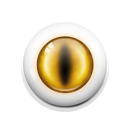 The white Fibaro motion sensor glows yellow and lies on a white background.