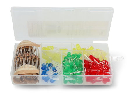 5mm LED diode set - justPi - 160 pcs with resistors + organizer
