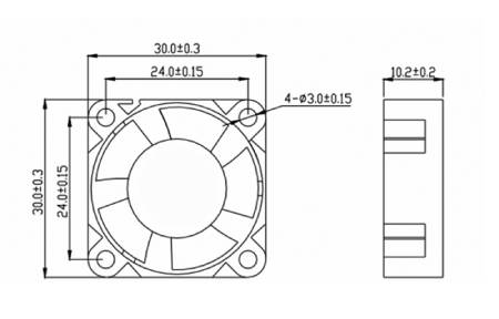Fan 24V 30 x 30 x 10 mm 2 wires