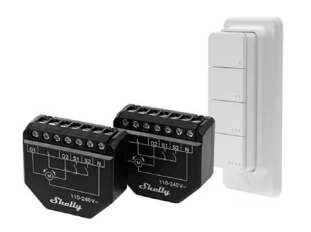 Shelly Shutter + BLU RC Button 4 - 2x roller blind controller + remote control for activating actions and scenes - WiFi / Bluetooth