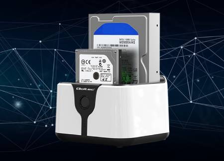 Docking station for 2.5''/3.5'' HDD and SSD drives - SATA III - USB 3.0 - with offline cloning - Qoltec 50309