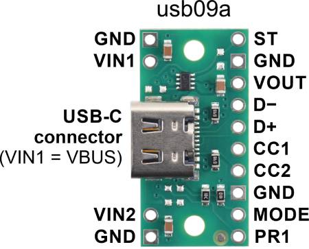 USB Type-C Power Connector with TPS2116 Multiplexer - usb09a - Pololu 3728